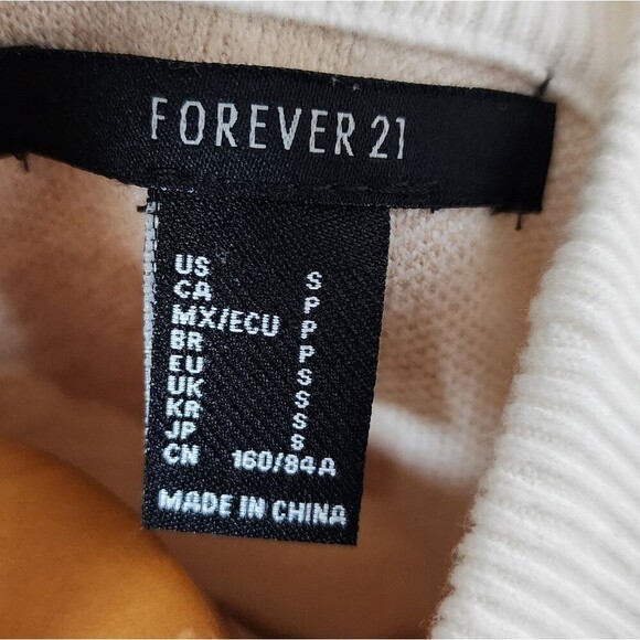 Forever 21 Oatmeal Ecru Zebra Pattern Mock Neck Sweater - Picture 2 of 11